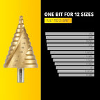 Large Step Drill Bit, 1/4 to 2-3/8 inch High Speed Steel Drill Cone Bits for Sheet Metal Hole Drilling Cutting, Sprial Unibit Extra Large 2-3/8 inch