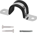 Pipe Clamps NPS 3/4 Inches （Φ27MM）- 304 Stainless Steel & Rubber Lining 10 Pack