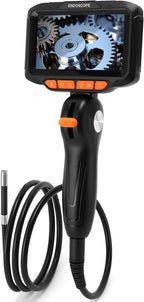 Upgraded Articulating Borescope with Light, 5'' 1080P HD Display Industrial Endoscope Inspection Camera, for Wall Automotive Engine Inspect, Snake Camera for Automotive HVAC and Industrial Mechanics
