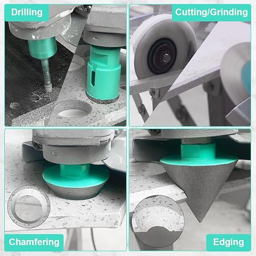 Tile Hole Saw Kit for Porcelain Tile - (6/6/20/35+50mm Chamfer Bit+Adapter+Tile Blade) Tile Hole Saw Kit Diamond Precision Cutting for Porcelain Ceramic Marble Granite,5/8"-11 Thread