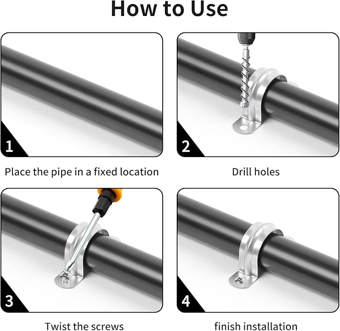 3/4 Inch（20 mm） Reinforced Rigid Pipe Strap,30 PCS 2 Holes U Bracket Cable Clamp Hanger,Zinc Coated Tension Tube Clip,Conduits Strap Clamps for Pipe Fixing on Various Surfaces
