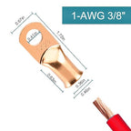 8PCS Battery Cable Ends, 1 Gauge Wire Connectors 3/8 Copper Wire Lugs, Bare Copper Eyelets with Heat Shrink Tubing by HOUSUN