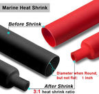 2 Pcs 1 inch (Diameter) Heat Shrink Tubing, 3:1 Adhesive-Lined Large Heat Wire Shrinkable Tube by MILAPEAK (4 Feet, Black & Red)