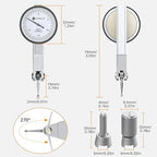 Neoteck 0-0.03"/0.0005" Dial Test Indicator with 132lbs(60kg) Max Pull Magnetic Base Stand Test Indicator Set with 3/8 inch (9.52mm) Clamping Hole for Machine Set-Up and Narrow Area Measurement-Silver