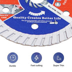 Diamond Blade for Concrete Masonry,3pcs 3 Inch (75mm) with Arbor 3/8-Inch (10mm) Dry/Wet Continuous Rim Diamond Cutting Disc for Granite Marble Stone Hard Concrete Reinforced Concrete