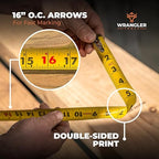 Tape Measure 25 FT - Measuring Tape Retractable - Oversized & Double-Sided Print - Blade Lock, Finger Brake - High Performance Nylon Coating, 10' Stand-Out - 13' Reach / 1-1/16" Blade
