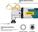 Enventor Oscillating Multi Tools, 2.5A Electric Oscillating Saw with 43PCS Accessories, 15000-22000 OPM, 6 Variable Speeds, 3°Oscillation Angle, Auxiliary Handle for Cutting, Scraping, Sanding, Blue
