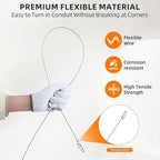 240 ft Electrical Fish Tape, 1/8-Inch Steel Wire Puller with Formed Hook, Easy-to-Use Cable Puller Tool with Ergonomic Handle & Durable Housing for Walls and Electrical Conduit