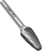 SF-5 Tungsten Carbide Burr Tree Shape Radius End Double Cut Rotary Burr File (1/2” Cutter Dia X 1”Cutter Length) with 1/4'' Shank, by LU&MN