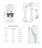 Ground Fault Circuit Breaker, 63 Amp 120V AC DIN Rail Mount Residual Current Circuit Breaker, Thermal-Magnetic Trip, Earth-Leakage Protection 30mA 1PN RCBO C63