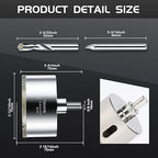 2-15/16inch | 75mm Diamond Hole Saw with Center Drill bit and Diamond-Coated Center Drill bit for Ceramic Glass Marble Fiberglass Granite and Porcelain Tiles by CENYB