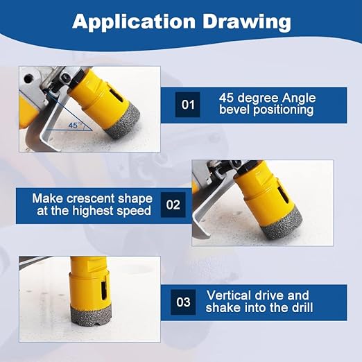 HIGHDRIL Diamond Drill Bits Kit with 5/8-11 for Porcelain Porcelain Tile Ceramic Marble Brick Concrete Vacuum Brazed Hole Saw (25/35/45/65/75mm+20mm Finger Bits+50mm Beveling Chamfer Bit)