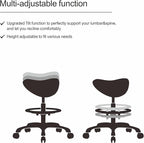 Grace&Grace Ergonomic Rolling Saddle Stool Chair with Wheels Adjustable Swivel Stool with Back and Footrest Heavy Duty for Esthetician, Artist, Dental, Medical, Spa, Salon, Cutting, Home Office