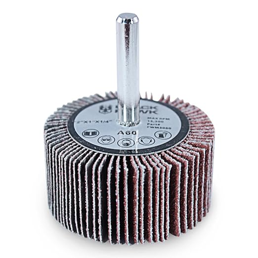 BHA Aluminum Oxide Shank Mounted Flap Wheels, 2” x 1” x 1/4”, 80 Grit - 5 Pack