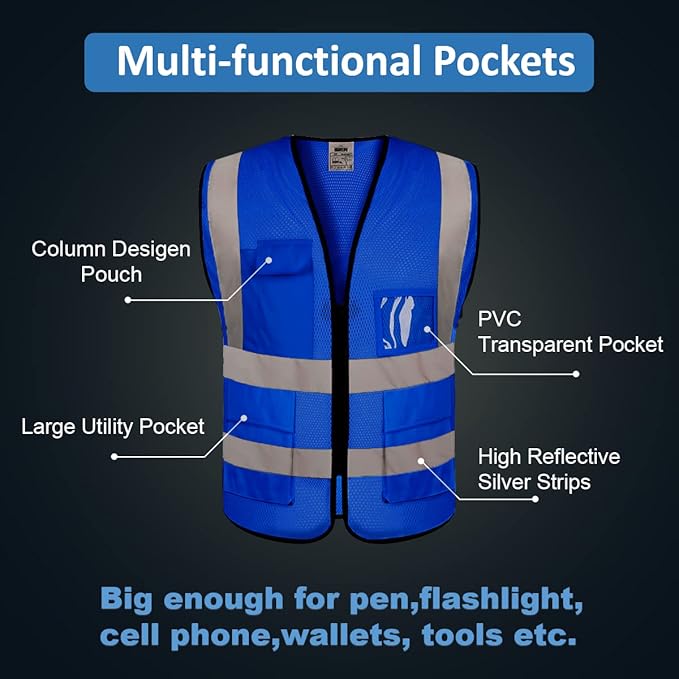 BeautyWill Custom Logo 10/20 Pack Safety Vest Class2 High Visibility Vest with Pockets Breathable Construction Vest Bulk