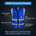 BeautyWill Custom Logo 10/20 Pack Safety Vest Class2 High Visibility Vest with Pockets Breathable Construction Vest Bulk