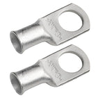 SELTERM 2pcs 2 AWG 1/2" Stud Tinned Copper Wire Lugs, Battery Lugs, Ring Terminals, Battery Cable Ends, 2 Gauge Ring Terminal Connectors, UL Marine Grade Electrical Battery Terminal Connectors