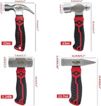4-Piece Hammer Set - 13oz Ball Peen, 12oz Claw, 1.24lb Mini Sledge, 13.7oz Blacksmith Hammer
