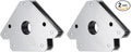 HARFINGTON 2pcs Welding Magnets 154.32 lbs Magnetic Welding Clamp Holder Galvanized Iron Arrow-Shaped Tool 45, 90, 135 Degree with Center Hole for Fixed Angles, Silver Tone