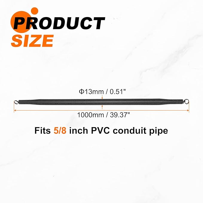 HARFINGTON PVC Spring Tube Bender 13mm OD 1000mm Long C Type Conduit Pipe Bender Bending Spring for Pipe Bending Devices in Home Hydropower, Black