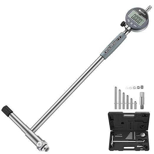 Neoteck 6-10"/0.0005" Digital Indicator Bore Gauge Set with 6 PCS Anvils 9.8" Measuring Depth Dial Bore Gauge with ABS Storage Box for Engine Cylinder Measurement