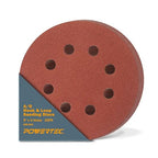 POWERTEC 25PK, 240 Grits, Sanding Discs 5 Inch - Hook and Loop, 5 Inch 8 Hole Aluminum Oxide Sandpaper Discs, Woodworking Sanding Pads for Random Orbital, Palm, Air, DA & Pneumatic Sander (45024)
