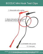 Mini Test Hook Clip with 2mm Jack Design Easy Connection to 2mm Probe Multimeter Test Lead