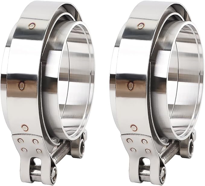 LokoCar 3.0 Inch V Band Clamp with Flange Male Female Stainless Steel 2Pcs