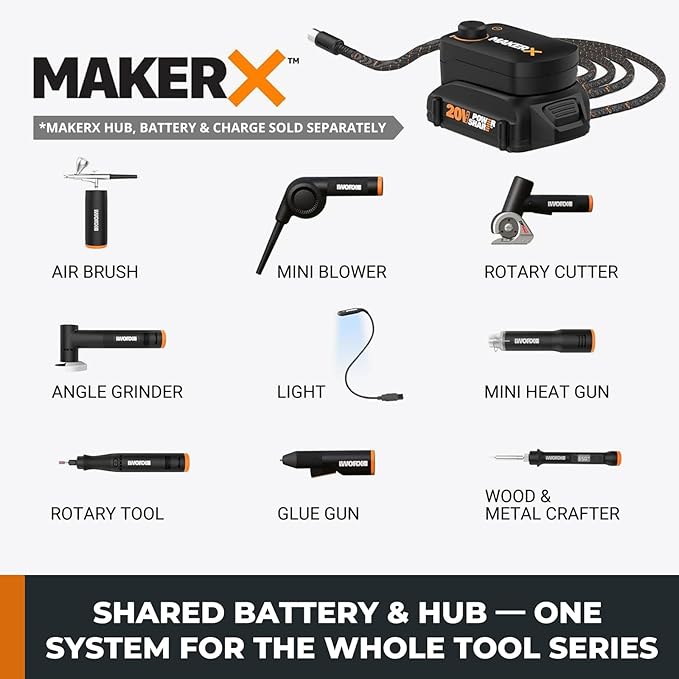 Crafting Tool Combo Kit - Portable Rotary Tool, Wood and Metal Crafter for Sanding, Carving, Drilling, Engraving, 20V Power Share Battery and 53-Piece Accessories Included
