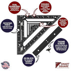 Commando 7.5" - Advanced Carpenter Square with Jig Block - Accurate Flatwork and Repetitive Markings (Fire)