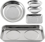 5 Pieces Magnetic Trays Set Stainless Steel Magnet Tool Tray Parts Holder for Screws, Sockets, Bolts, Pins, Mechanic's and Automotive