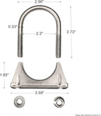 Heavy Duty 2.125" (2 1/8 Inch）Exhaust Tail Pipe Stainless Steel Saddle Style U-Bolt Muffer Clamps