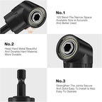 Impact Grade Socket Adapter Set - 3 Pcs Extension Drill Bit Socket Wrench Adapter for Impact Driver 1/4 3/8 1/2" Drive, 105 Degree Right Angle Drill Attachment for Household Workplace Industry