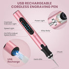 Electric Engraving Pen with 37 Bits, USB Rechargeable Cordless Etching Engraving Tool, Portable DIY Rotary Engraver for Jewelry Wood Glass Stone Carving (Rose Red)