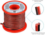 BNTECHGO 20 Gauge Flexible 2 Conductor Parallel Silicone Wire Spool Red Black High Resistant 200 deg C 600V for Single Color LED Strip Extension Cable Cord,Model,50ft Stranded Tinned Copper Wire