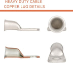 10pcs 2 AWG-5/16(M8) Tinned Copper Ring Terminals Battery Lugs, Heavy Duty Wire Lugs, Battery Cable Connectors