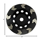 Benchmark Abrasives 4 Inch Grinder Wheels Arrow Type Diamond Cup Wheel with 5/8"-11 Arbor Hole for Masonry, Marble, Natural Stone, Concrete Grinding Wheel - Angle Grinder Attachments (4”)