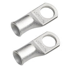 SELTERM 2pcs 1/0 AWG 1/2" Stud Tinned Copper Wire Lugs, Ring Terminals, Battery Cable Ends, 0 Gauge Ring Terminal Connectors, UL Marine Grade Electrical Terminal Connectors