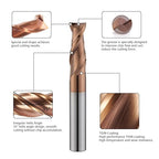 2 Flute 1/8" Carbide Square End Mill Micrograin Milling Bits Sets TISIN Coating CNC Router Bit for Steel