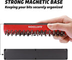 AIRTOON 2PCS 1/4" Magnetic Hex Bit Holder, 43 Holes Bit Storage with Strong Magnetic Base, Magnetic Screwdriver Bit Organizer, Red and Green