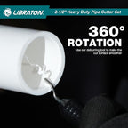 Libraton PVC Pipe Cutter, Up to 2-1/2", Ratchet Pipe Cutter Tool for PEX, PVC, PPR Plastic Hoses Plumbing, Heavy-Duty Pipe Cutter with Deburring Tool Replacement Blade, 2 Adjustable Cutting Ranges