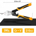 BOENFU Small Bolt Cutters 8 inches 210mm Heavy Duty Wire Cutters Spring Loaded Chrome Vanadium Steel Blade for Wire, Cables, Chains, Small Screws, Orange