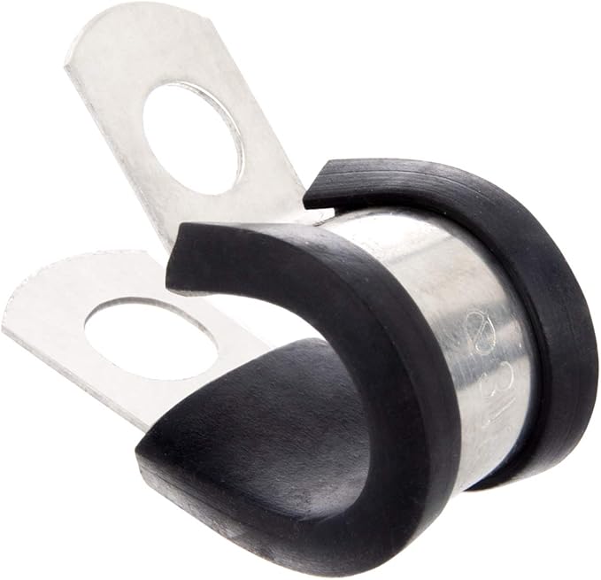 24pcs Wire Clamps 1 Inch, Stainless Steel 304 Cable Clamps Rubber Cushion, Pipe Clamp for wiring, lines, hoses and cables