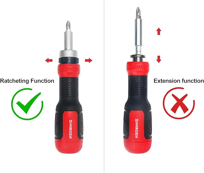 SHARDEN Ratchet Screwdriver 13-in-1 Ratcheting Screwdriver Set Multi Screwdriver Tool All in One with Torx Security, Flat Head, Phillips, Hex, Square and 1/4 Nut Driver