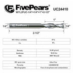FivePears Up Cut Spiral Router Bit for CNC, 1/4 inch Cutting Diameter and 1 inch Cutting Length 1/4 inch Shank Carbide End Mill Router Bit for Wood Carving Engraving Grinding Grooving