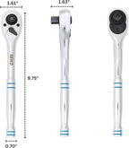 Neiko 03117A 1/2 Inch Ratchet Wrench, 100-Tooth Reversible Ratchet, 3.6 Degree, Quick Release 1/2 Drive Ratchet, 10" Long Handle Ratchet, Oval Head Socket Wrench, CR-V Steel Half Inch Rachet Wrench