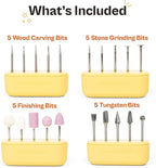 Ultimate Premium 20-Piece Rotary Tool Engraving & Carving Bit Set – Shank 3/32-2.35mm.Tungsten Steel, Sanding & Polishing Bits for Wood, Metal, Glass, Stone & More – Compatible with Customizer