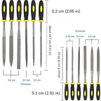 Wood Rasp File Kit - 12 Assorted Small Metal Needle Files Set with Bristle Brush and Hand Strap Carrying Case (Rasps included 2 Sizes of Flat, Pointed Flat, Round, Half Round, Square, Triangle)