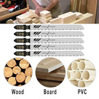 60Pack T101B T-Shank Jigsaw Blades - 4 Inch 10 TPI Contractor Jig Saw Blades Set Made with High Speed Carbon Steel Precise Clean Straight Cutting Wood Boards Plastic PVC(60Pcs-T101B for Wood&Plastic)