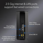NETGEAR Nighthawk Tri-Band WiFi 7 Router (RS280S) - Security Features, BE9200 Wireless Speed (up to 9.2 Gbps) - Covers up to 2,500 sq. ft. - 2.5 Gig Internet Port – 1-Year Armor & Free Expert Help